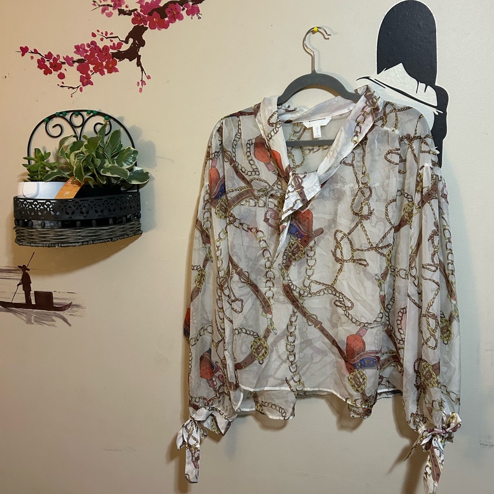 H&M See Through Chain Design Shirt Plus